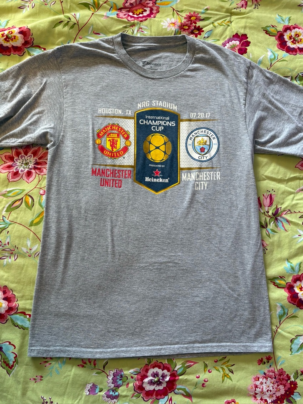 International Champions Cup 2012 Manchester United vs Man City tee M 27x19 GUC